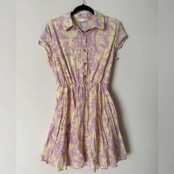 Kariella Cute Floral Preppy Spring Collared Button Up 100% Cotton Dress - Picture 1 of 12